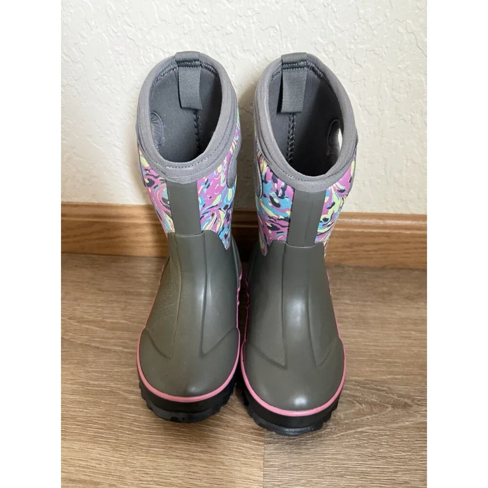 Bogs Kids Cold Weather Boots Girls Size 9 Marble Print Gray Winter Fall